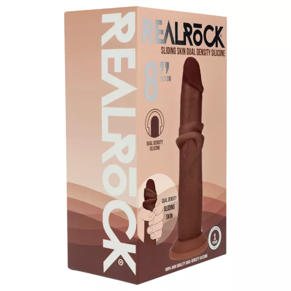 RealRock - ρεαλιστικό διπλής πυκνότητας ομοίωμα πέους (καφέ) - 20,5 εκ.