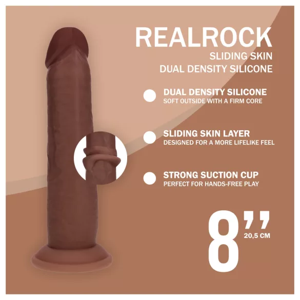 RealRock - ρεαλιστικό διπλής πυκνότητας ομοίωμα πέους (καφέ) - 20,5 εκ.