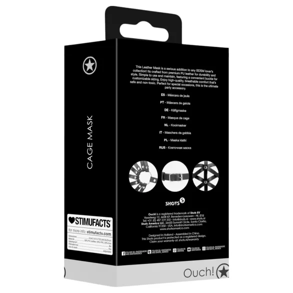 Ouch! - μάσκα κλουβί από δερματίνη - μαύρη