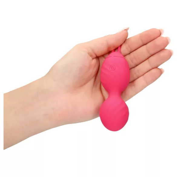 Loveline - δονητική μπάλα kegel με ραβδώσεις - ροζ