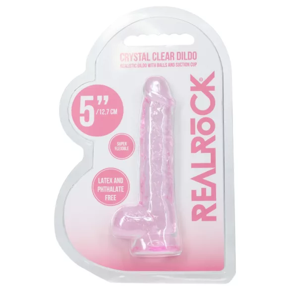 RealRock - ρεαλιστικό δονητή με όρχεις (ροζ) - 12,7 εκ.