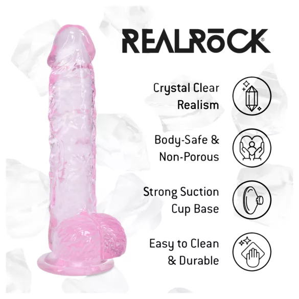 RealRock - ρεαλιστικό δονητή με όρχεις (ροζ) - 12,7 εκ.