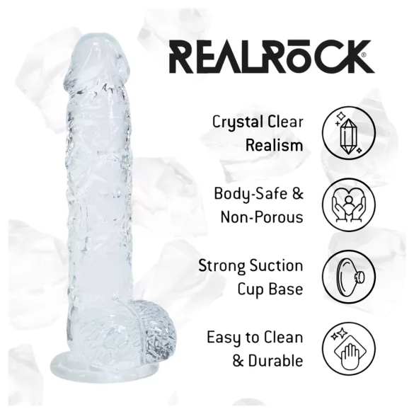 RealRock - ρεαλιστικό dildo με όρχεις (διάφανο) - 12,7 εκ.