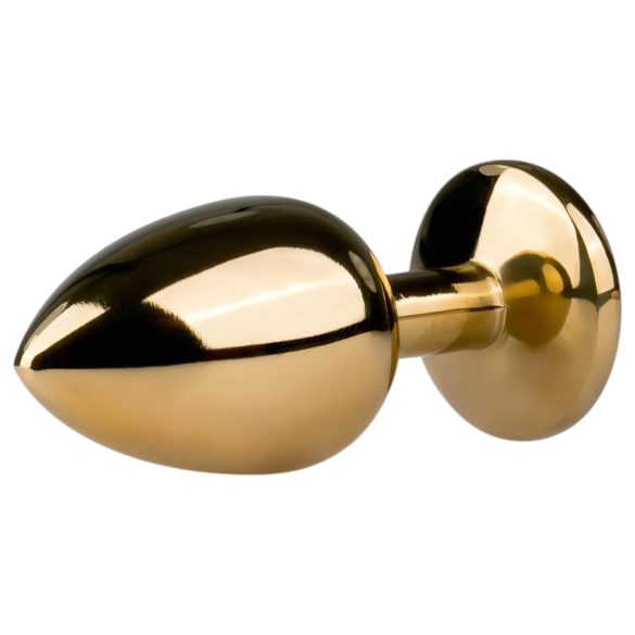 Easytoys - πρωκτική σφήνα με μωβ κρύσταλλο - μεταλλική χρυσή 2,5cm