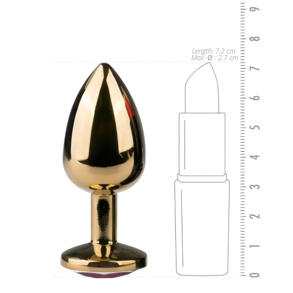 Easytoys - πρωκτική σφήνα με μωβ κρύσταλλο - μεταλλική χρυσή 2,5cm