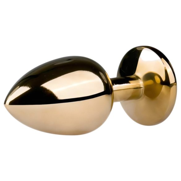 Easytoys Metal No.1 - χρυσό κωνικό πρωκτικό βύσμα με λευκή πέτρα (2,5 cm)