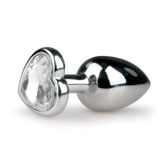 Easytoys Metal No.2 - Δονητής με καρδιόσχημο κρύσταλλο (ασημένιο-λευκό)