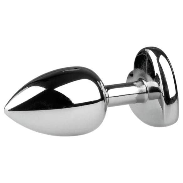 Easytoys - μεταλλικό πρωκτικό plug με καρδιά πέτρα - ασημί λευκό