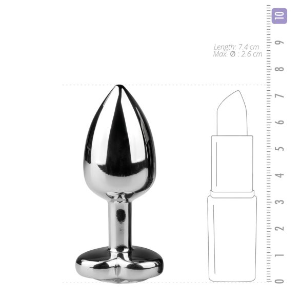 Easytoys - μεταλλικό πρωκτικό plug με καρδιά πέτρα - ασημί λευκό