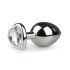 Easytoys Metal No.7 - καρδούλα πρωκτικό βύσμα με λευκή πέτρα - ασήμι