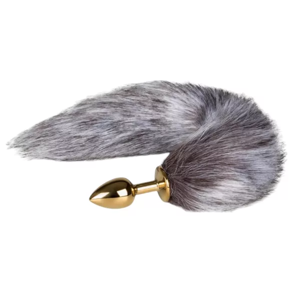 Easytoys Fox NO5 - μεταλλικό πρωκτικό plug με ουρά αλεπούς - χρυσό/ασημί