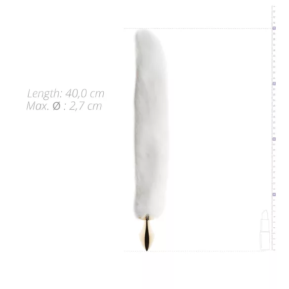 Easytoys - πρωκτική σφήνα με ουρά αλεπούς - μέταλλο, χρυσό/λευκό