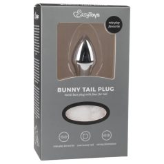   Easytoys Bunny NO1 - μεταλλικό πρωκτικό plug με ουρά κουνελιού - ασημί/λευκό