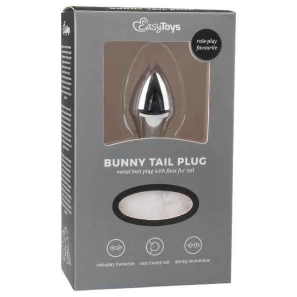 Easytoys Κουνελάκι NO1 - μεταλλικό πρωκτικό βύσμα με ουρά (ασημί-λευκό)