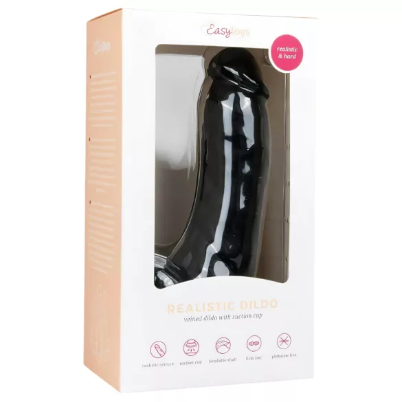 Easytoys - δονητής με βεντούζα & όρχεις - 20cm - μαύρος