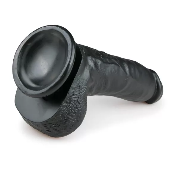 Easytoys - δονητής με βεντούζα & όρχεις - 20cm - μαύρος