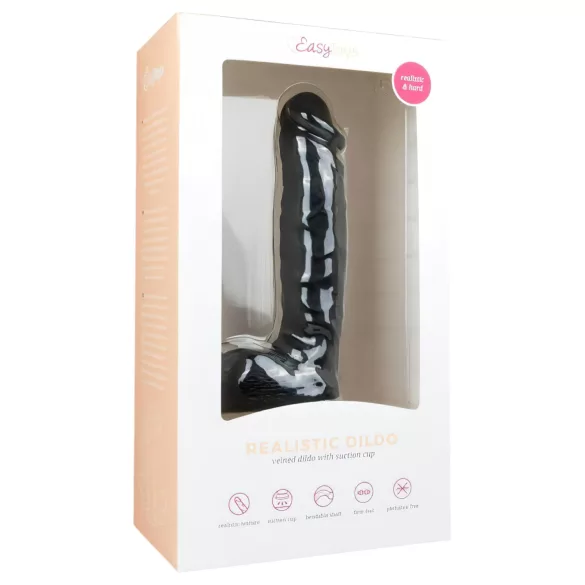 Easytoys - δονητής με όρχεις & βεντούζα - 22,5εκ - μαύρος