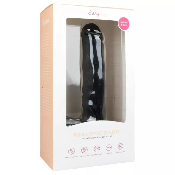 Easytoys - δονητής με όρχεις και βεντούζα - μεγάλος, μαύρος, 26,5cm