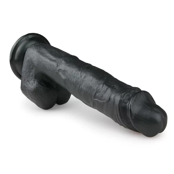 Easytoys - δονητής με όρχεις και βεντούζα - μεγάλος, μαύρος, 26,5cm