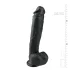 Easytoys - δονητής με όρχεις και βεντούζα - μεγάλος, μαύρος, 26,5cm