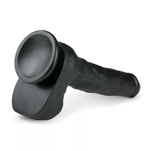 Easytoys - δονητής με βεντούζα και όρχεις - μεγάλος, μαύρος, 29,5cm