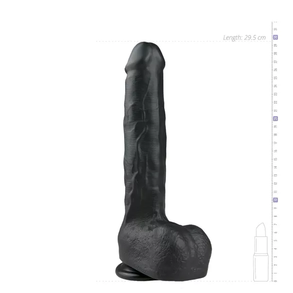 Easytoys - δονητής με βεντούζα και όρχεις - μεγάλος, μαύρος, 29,5cm