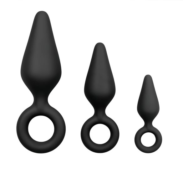 Easytoys - Σετ πρωκτικών δαχτυλιδιών - 3 τεμ. (μαύρο)