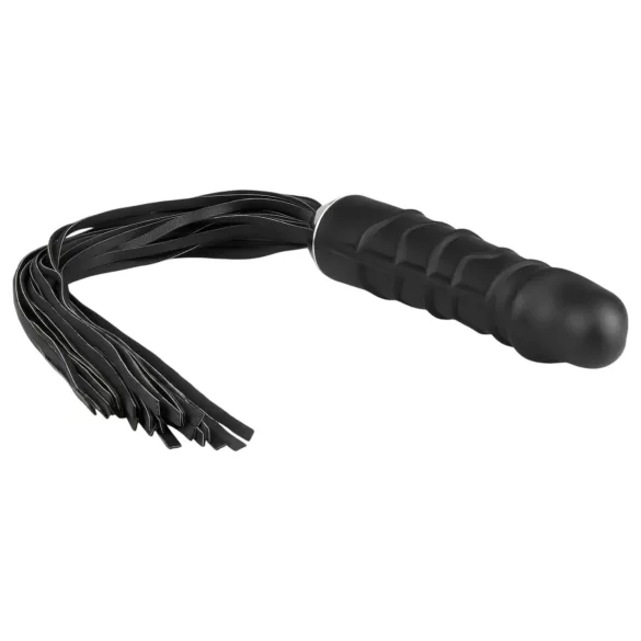 Easytoys - μαστίγιο flogger και σιλικονένιο dildo 2 σε 1 - μαύρο