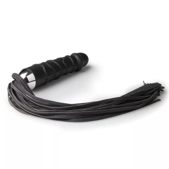 Easytoys - μαστίγιο flogger και σιλικονένιο dildo 2 σε 1 - μαύρο