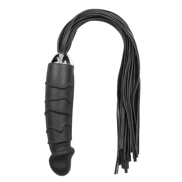 Easytoys - μαστίγιο flogger και σιλικονένιο dildo 2 σε 1 - μαύρο