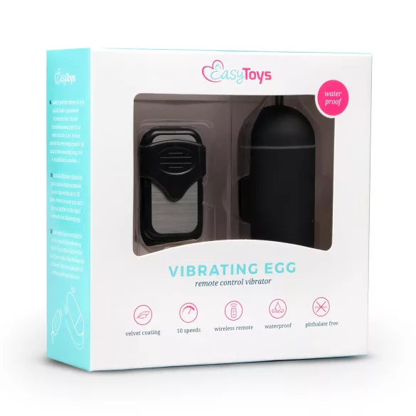 Easytoys - δονητικό αυγό με τηλεχειριστήριο - μαύρο
