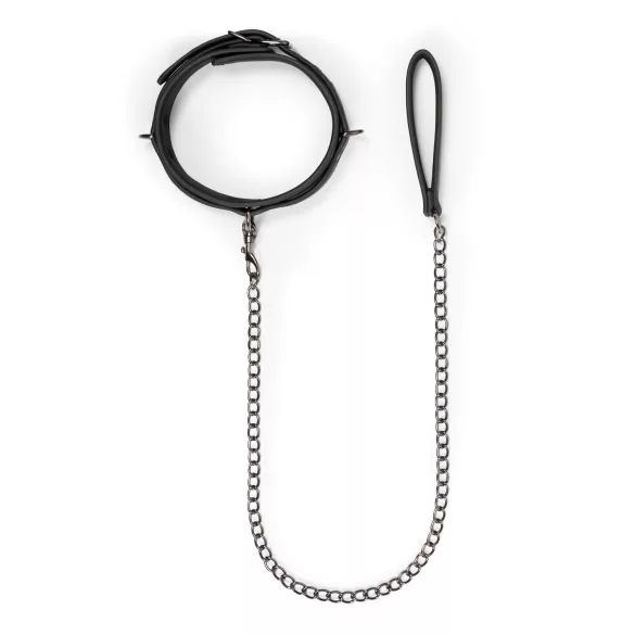 Easytoys - κολάρο φετίχ με λουρί - δέρμα μαύρο