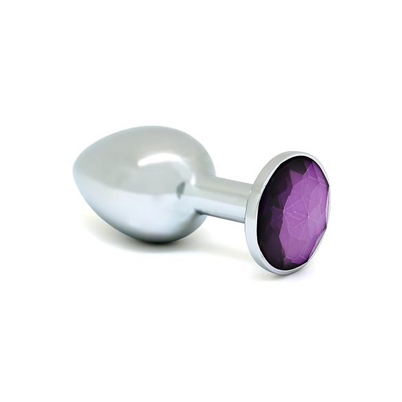 Rimba XS - μεταλλικό ασημί πρωκτικό plug με μοβ χάντρα (μικρό μέγεθος)