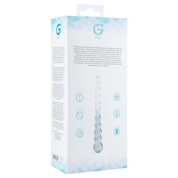 Gildo Glass No. 20 - γυάλινο δονητής με ανάγλυφες χάντρες - διάφανο