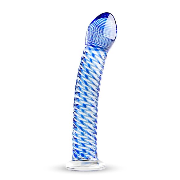 Gildo Glass No. 5 - Σπειροειδής γυάλινος δονητής (διαφανής-μπλε)