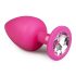 Easytoys Diamond - ροζ πρωκτική σφήνα με λευκό διαμάντι (μεγάλη)