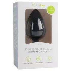   Easytoys Diamond - πρωκτική σφήνα με λευκή πέτρα - μεγάλη - μαύρο