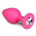 Easytoys Diamond - λευκό κόσμημα πρωκτικό βύσμα (μεσαίο) - ροζ