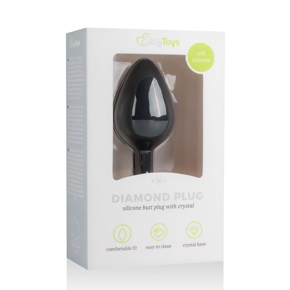 Easytoys Diamond - μεσαίο αστραφτερό πρωκτικό βύσμα - μαύρο