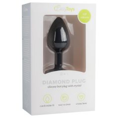   Easytoys Diamond - πρωκτική σφήνα με λευκή πέτρα - μικρή - μαύρο