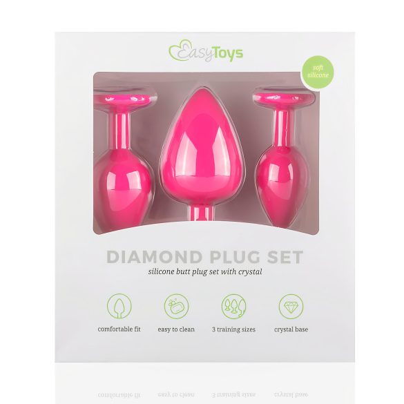 Easytoys Diamond - σετ πρωκτικά βύσματα - ροζ