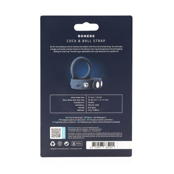 Boners - δαχτυλίδι πέους & όρχεων - σιλικόνη - γκρι