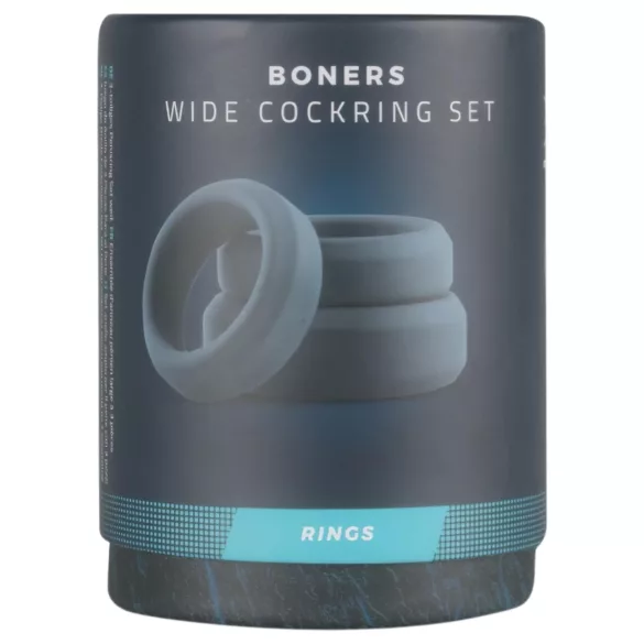 Boners - σετ δαχτυλίδια πέους σιλικόνης - 3 τεμάχια - γκρι