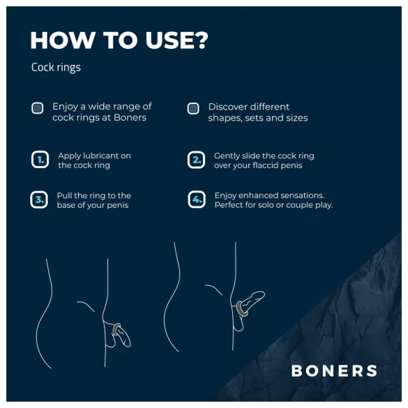 Boners - σετ δαχτυλίδια πέους σιλικόνης - 3 τεμάχια - γκρι