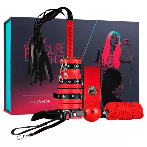Secret Pleasure Chest - προχωρημένο σετ BDSM - 10 τεμαχίων (κόκκινο)