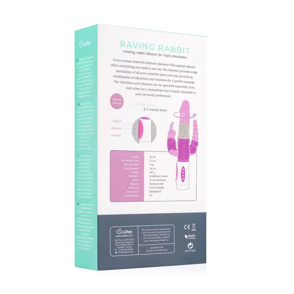 Easytoys Raving Rabbit - δονητής με 3 άκρα (ροζ)