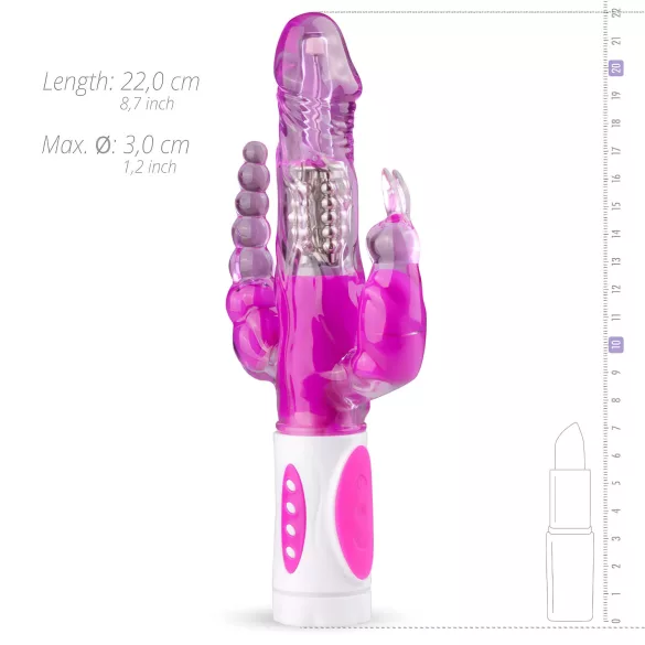Easytoys Raving Rabbit - δονητής με 3 άκρα (ροζ)