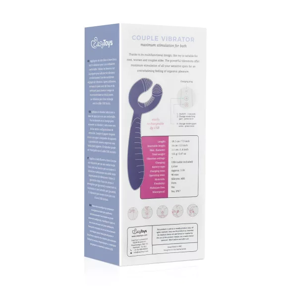 Easytoys Couple - δονητής ζευγαριού επαναφορτιζόμενος αδιάβροχος μοβ