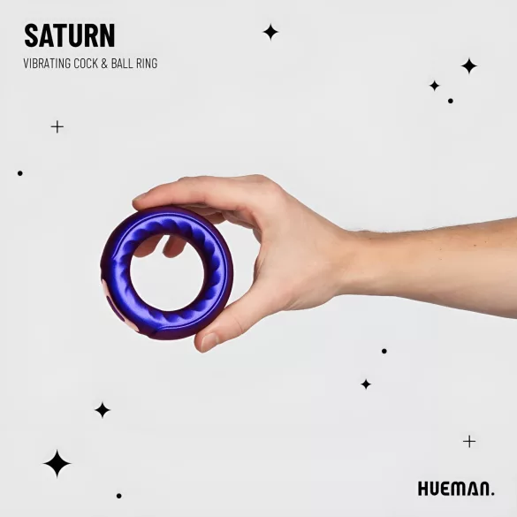 Hueman Saturn - δονητικό δαχτυλίδι πέους επαναφορτιζόμενο αδιάβροχο - μωβ