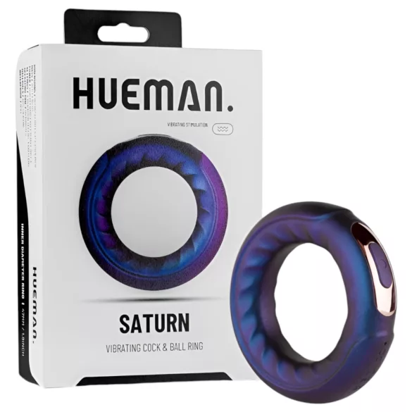 Hueman Saturn - δονητικό δαχτυλίδι πέους επαναφορτιζόμενο αδιάβροχο - μωβ